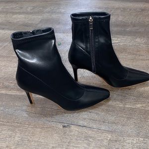 Worn 1time,  C.Paravano Leather Ankle High Heel Boots/ Ankle Booties. Size 6.5